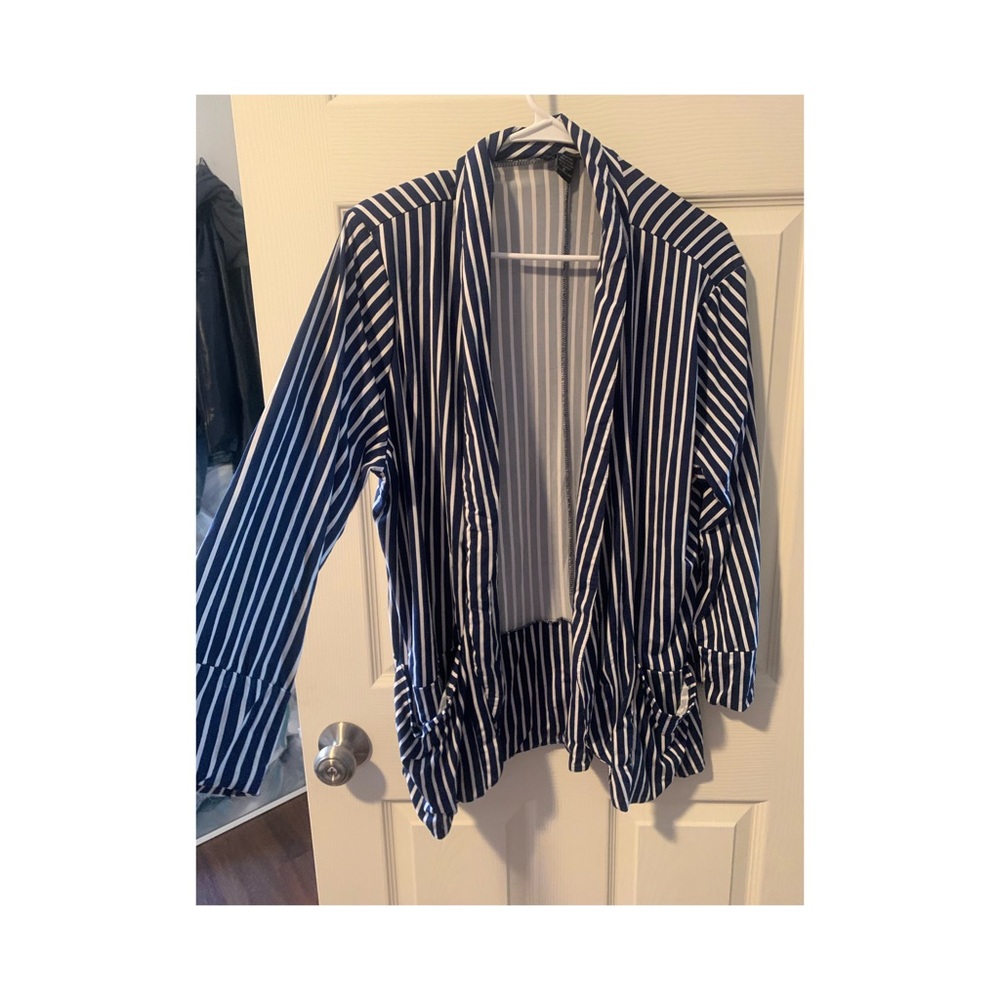 Robert Louis oversized stripe spandex blazer 1x